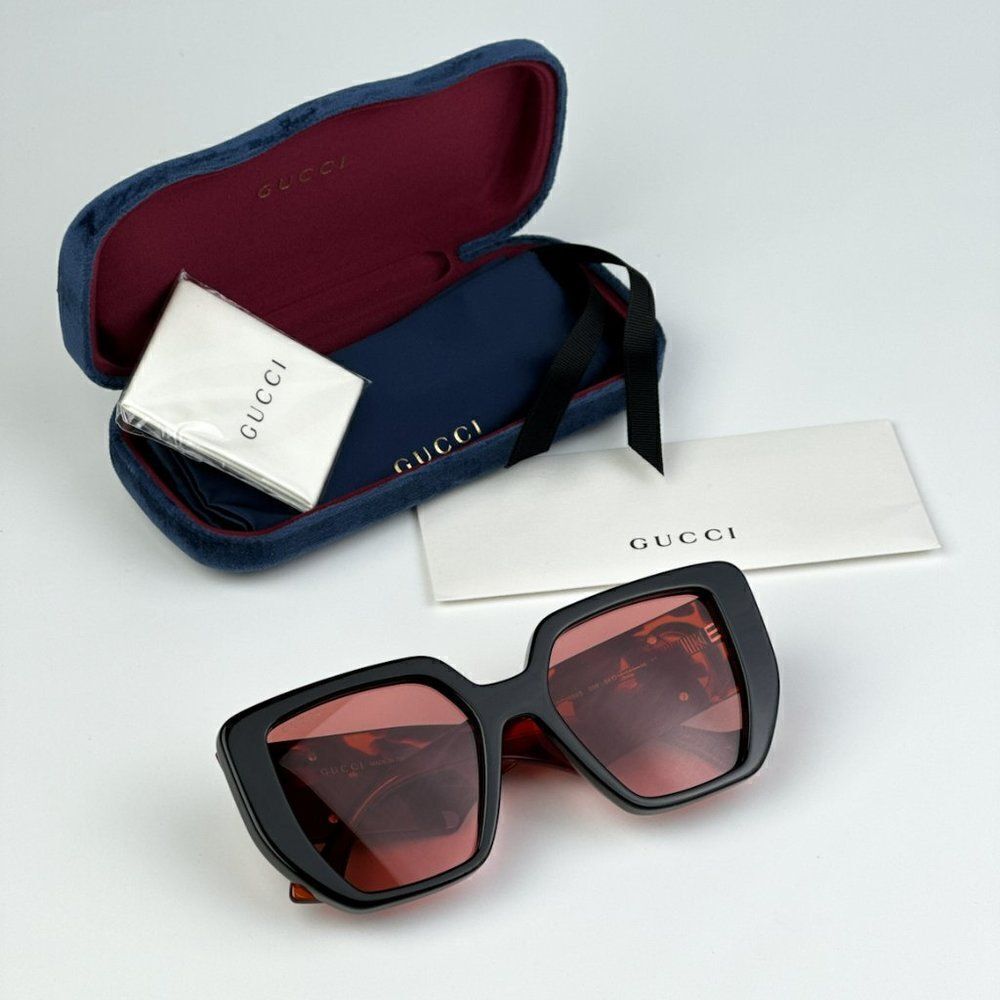SALE! NEW Gucci GG0956S 009 Black Havana Orange Cat Eye Unisex Sunglasses - Picture 10 of 11